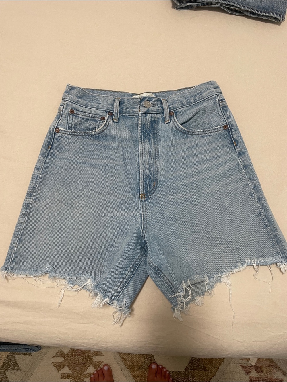 Agolde High-Waist Light Blue Denim Cutoff Shorts